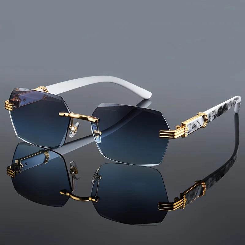 Fashion Rimless Frameless Sunglasses | Classic Small Square | Men & Women