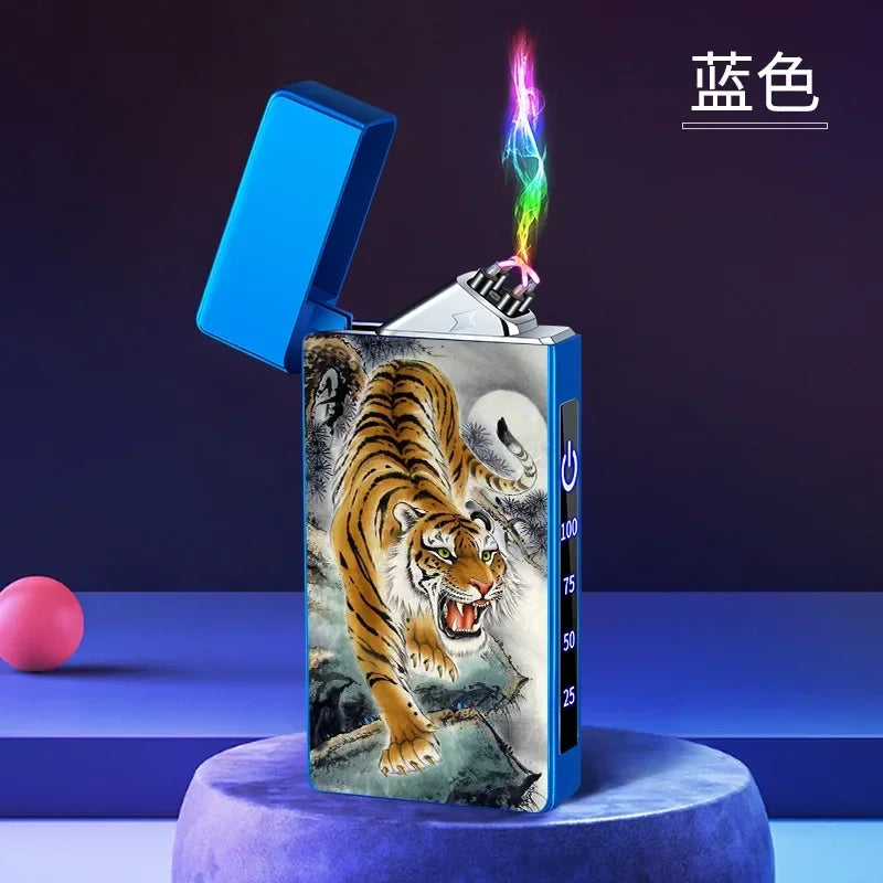 Windproof Electric Arc Metal Smoking Lighter Plasma Flameless Rechargeable USB Cigarette Lighter LED Digital Touch Lighters Gift