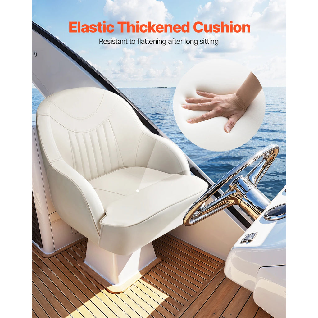SucceBuy Boat Seat High/Low Backrest Boat Seat Captain Bucket Seat with Thickened Sponge Cushion&Waterproof PVC Leather for Ship