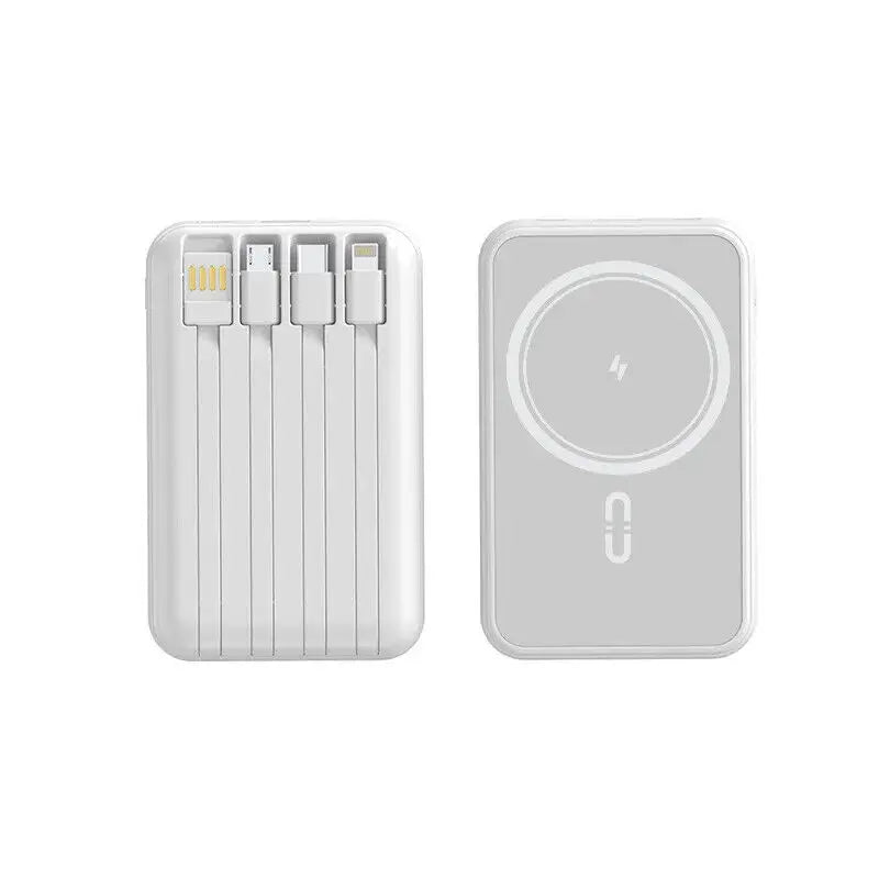 10000mAh Power Bank 15W Magnetic Fast Charging External Battery Wireless Charger with 4lines Cable for iPhone 15/14/13 xiaomi