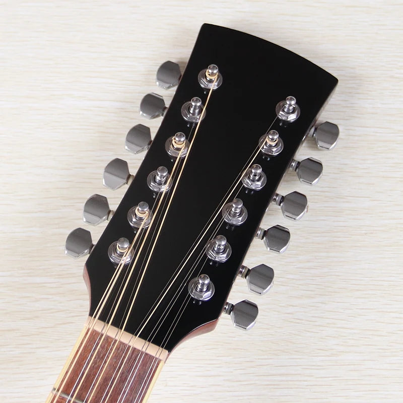 Guitarra Acústica de 12 Cuerdas 41" | Madera Spruce | Diseño Folk | Negro y Natural 🎸