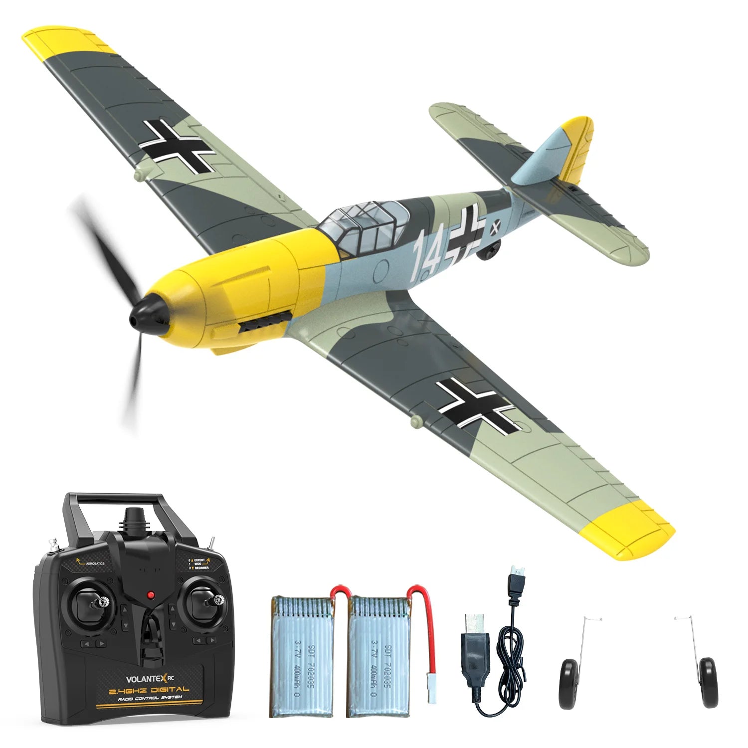 VOLANTEXRC Avión RC BF109 | 4 Canales | RTF | Alerón y Giroscopio | Acrobacias | 3 Modos | Fácil para Principiantes