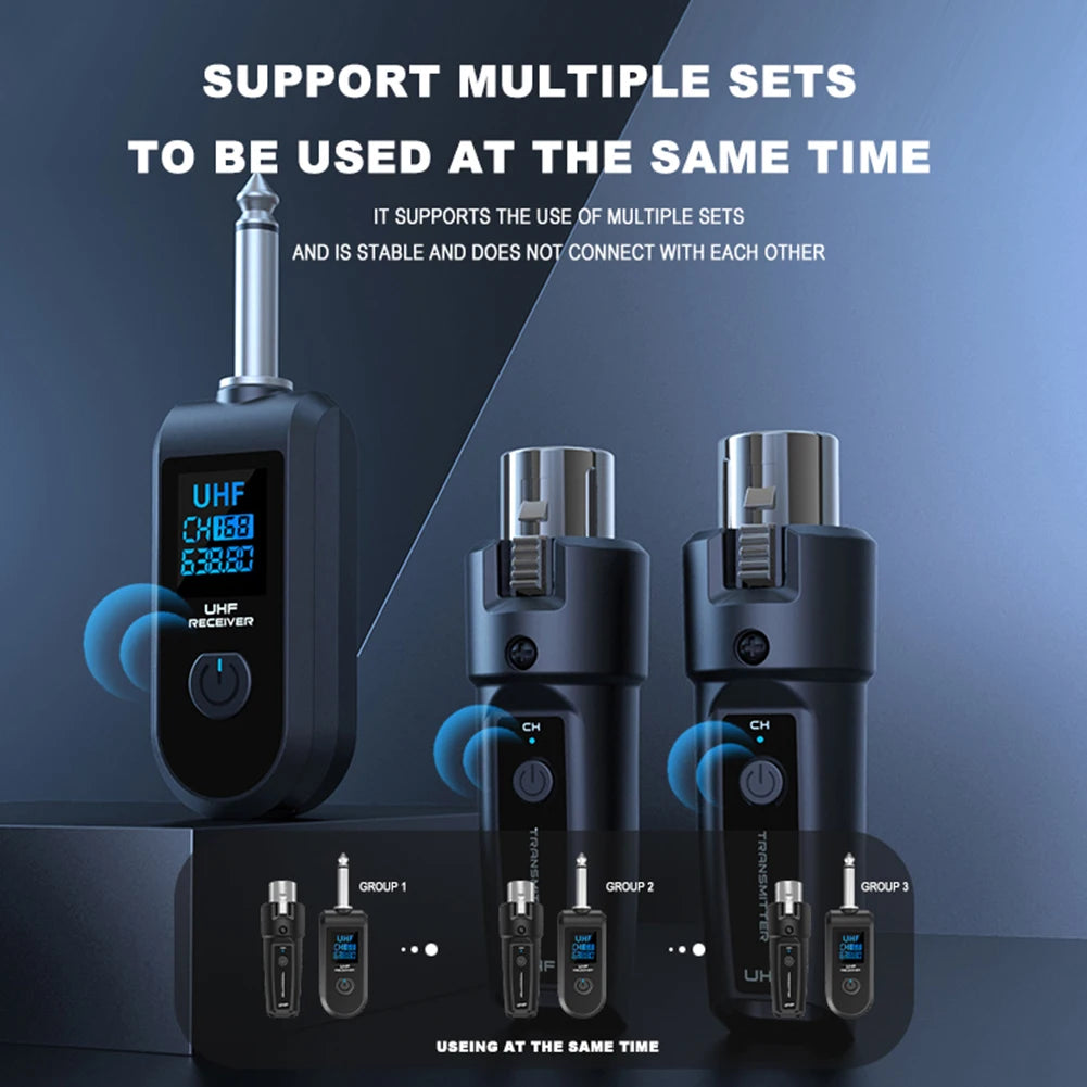 Wireless Microphone Converter XLR Transmitter and Receiver Signal Adapter for Audio Mixer Dynamic Mic Electric Guitar Bass