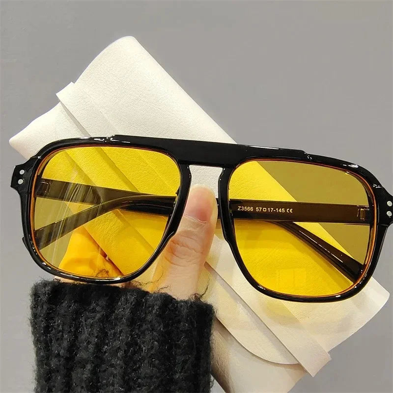 Men Oversized Frame Sunglasses Classic Big Frame Sport Eyeglasses 2024 Vintage Brand Design Shades UV400 Eyewear Trendy Glasses