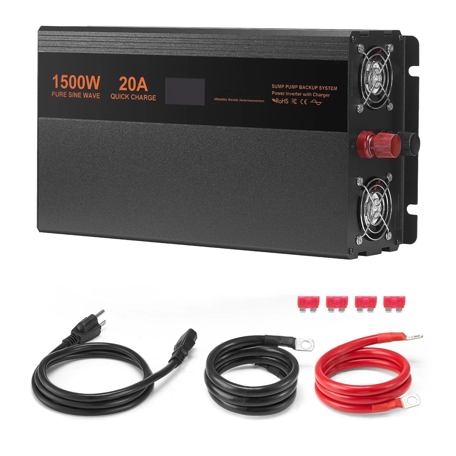 SucceBuy Sump Pump Battery Backup System 1500W / 3000W Auto Switches to Battery Inverter for Continuous Sump Pump Operation