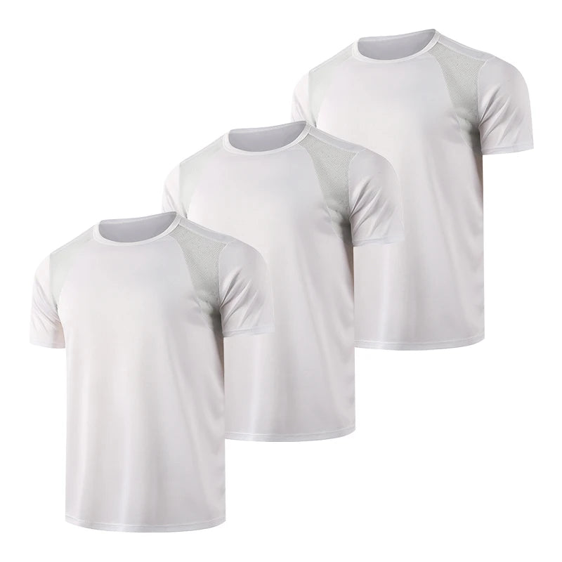 3/1 piece men's summer black and white short sleeved comfortable round neck T-shirt with mesh splicing breathable casual top