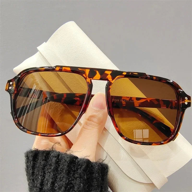 Men Oversized Frame Sunglasses Classic Big Frame Sport Eyeglasses 2024 Vintage Brand Design Shades UV400 Eyewear Trendy Glasses