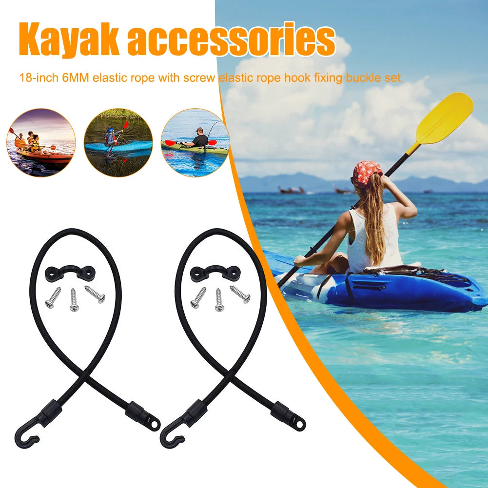 Boat Fishing Rod Tamer Holder Portable Elastic Rope Hook Fixing Buckle Set Deck Mount Connector for Kayak Marine Boat