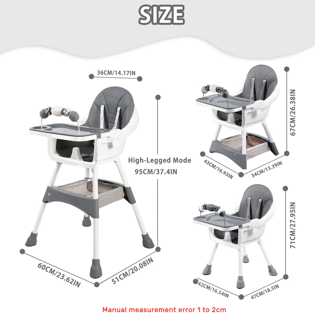 Silla Alta Portátil para Bebé | Convertible | Doble Plato y Porta Juguetes