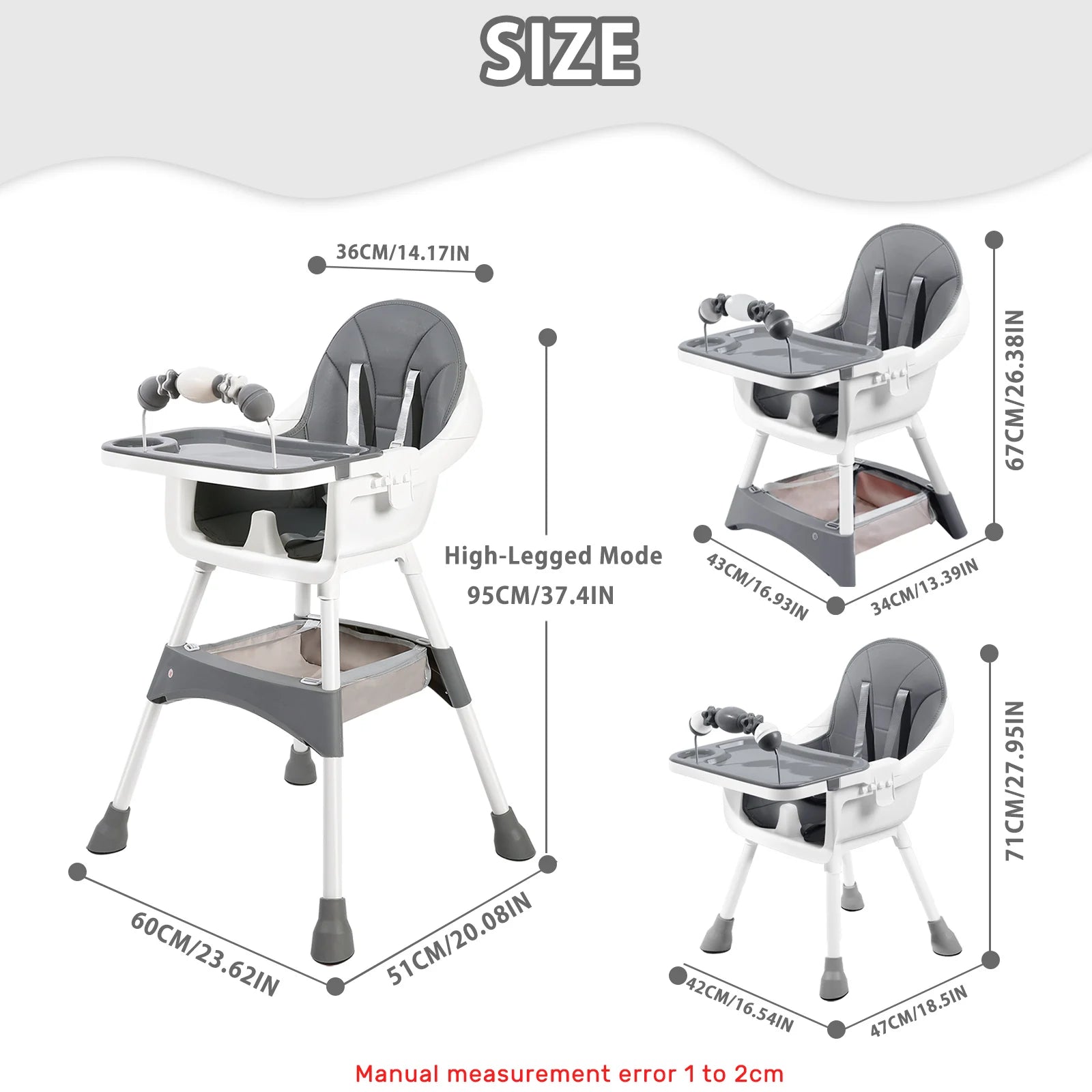 Silla Alta Portátil para Bebé | Convertible | Doble Plato y Porta Juguetes