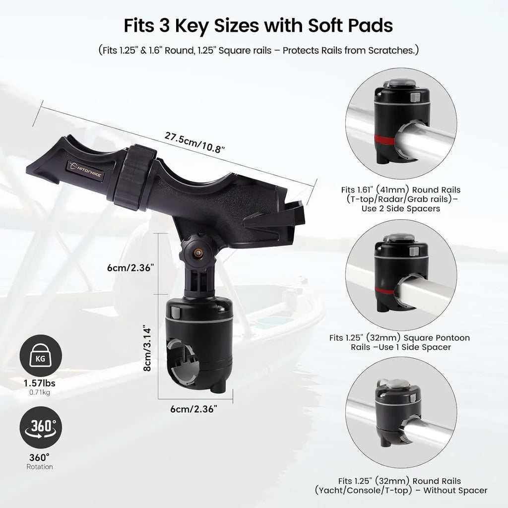 Universal Fishing Rod Holder Kit with 360-Degree Adjustment for Kayak and Boat Fishing