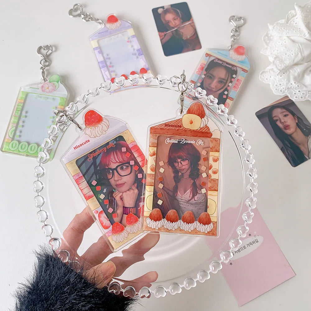 MINKYS Summer Fruit Acrylic 3 inch Kpop Photocard Holder Photo Card Holder Bag Pendant School Stationery