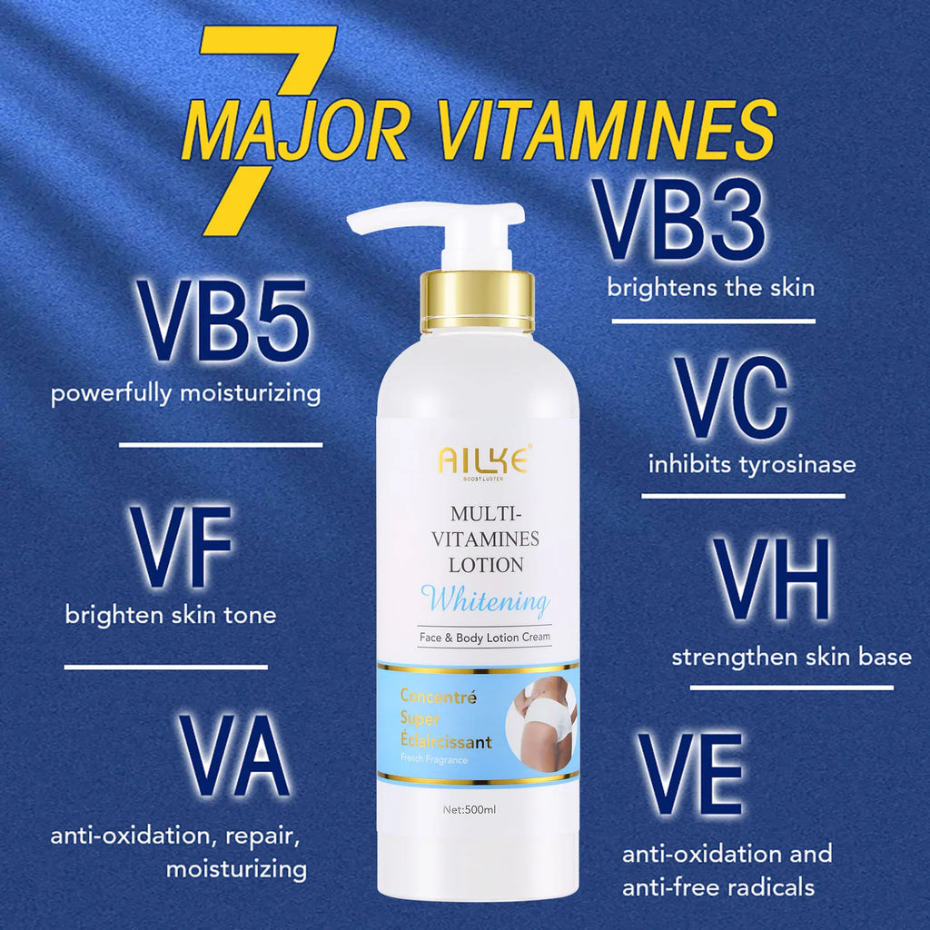 AILKE Natural Multi-Vitamin Lightening Skin Care Kit, Moisturize, Even Toning, Remove Dark and White Spots, Clean & Smooth Skin