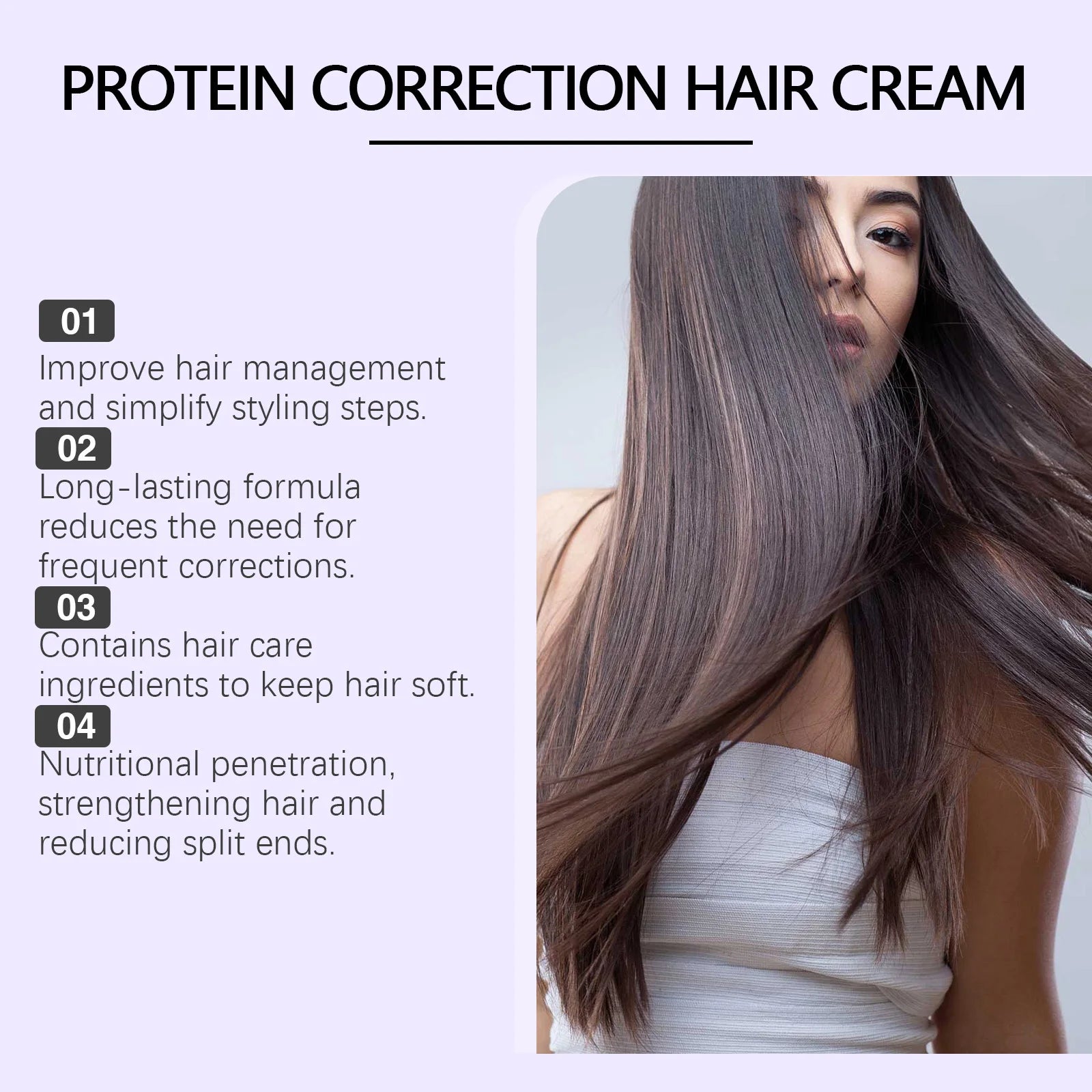 Protein Straightening Cream Smooth Hair Repair Frizz Curls Naturally Without Damaging Hair Nourishes Softens Hair Creating Silky