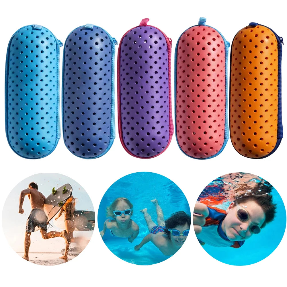 Swim Goggle Case Goggles Protective Case with Clip & Drain Holes Zipper Eyeglasses Case Portable Breathable for Outdoor Swimming