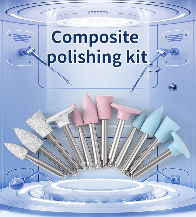 AZDENT 12Pcs/Set Dental Silicone Polishing Rubber Grinding Heads Teeth Polisher 2.35mm RA Finisher for Low Speed Handpiece