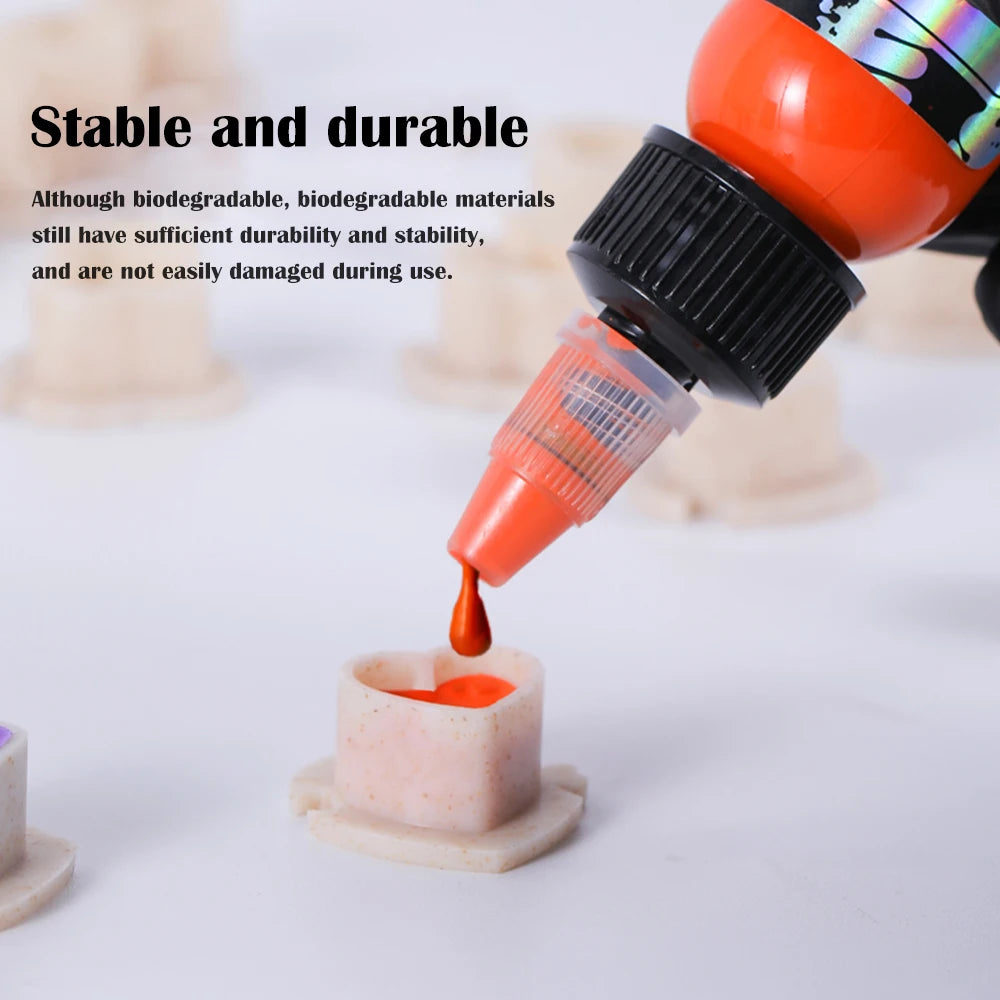 50/100/200pcs Biodegradable Tattoo Ink Cups Heart Shaped Base ECO-Friendly Disposable Spliced Pigment Caps Tattoo Accessories
