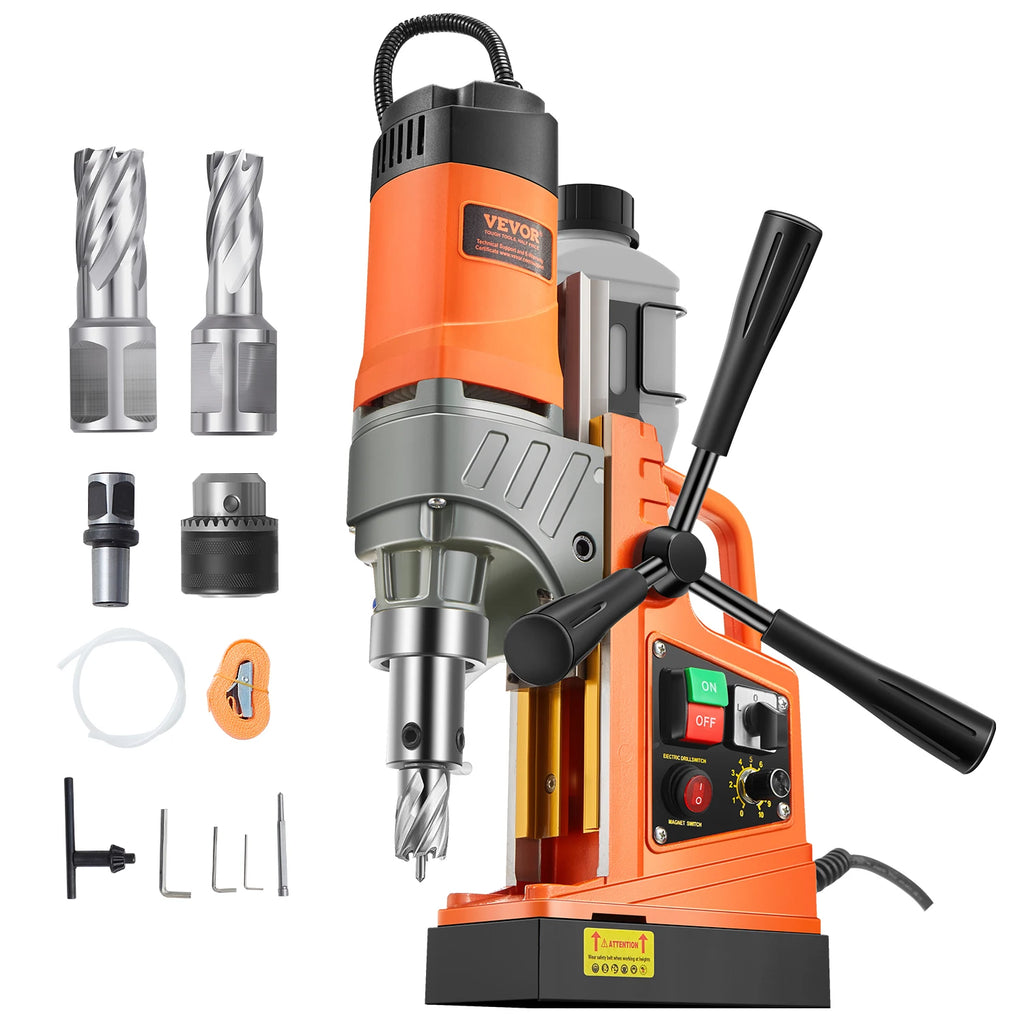 SucceBuy Magnetic Drill 1450W Motor Boring Diameter 2810 lbf Portable Electric Mag Drill Press Variable Speed Drilling Machine