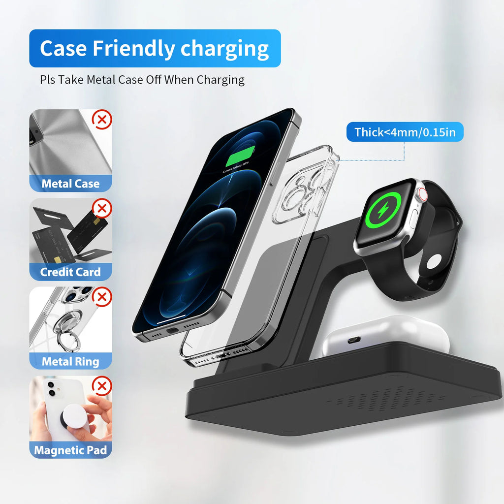 18W Foldable 3-in-1 Wireless Charging Station | iPhone 16/15/14/13 + Watch + AirPods
