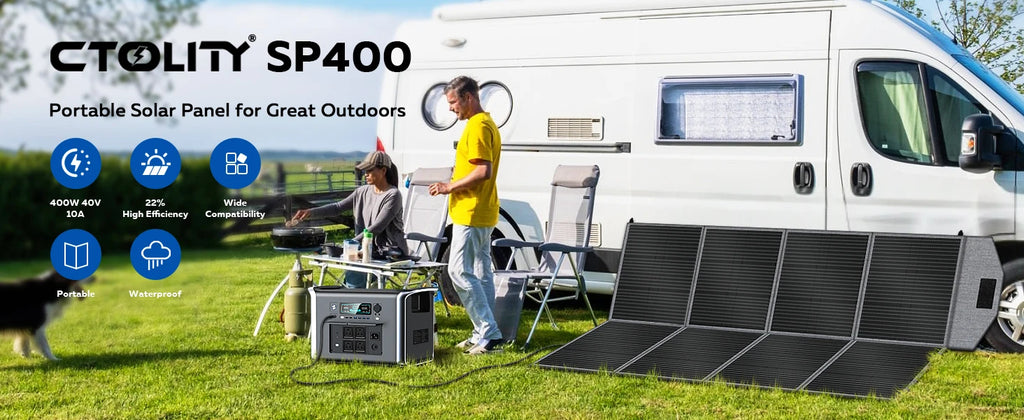 CTOLITY SP400 Portable Solar Panel 400W 41V Flexible Solar Charger Generator IP65 Caming RV Power Stations Camping Off Gird