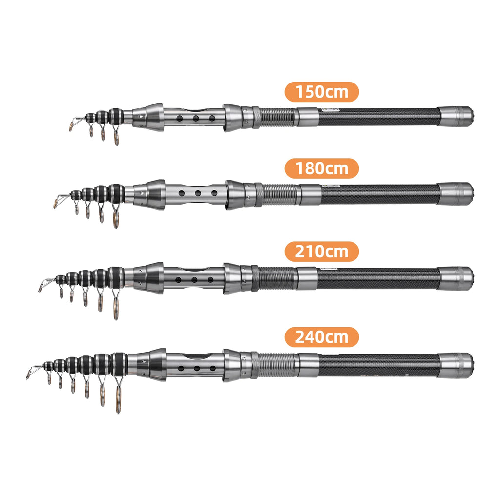 2-Pack Telescopic Fishing Rod & Reel Combo | Carbon Fiber | Full Accessories Set