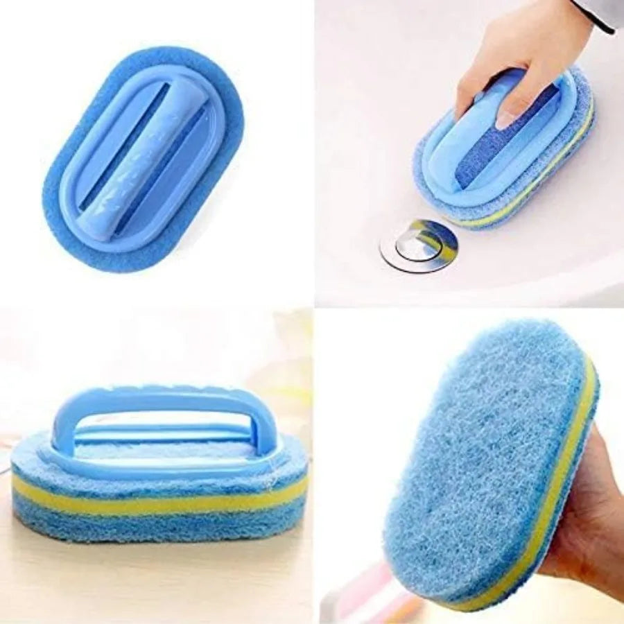 1-Piece Cleaning Brush for Bathroom Kitchen Bathtub Toilet Cleaner All Purpose Shower Sponge Scrubbing Brush with Ergonomic Han