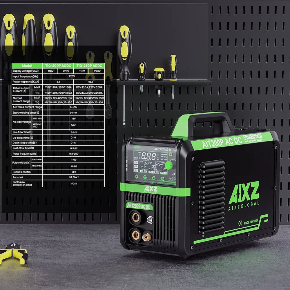 AIXZ HF TIG Welding Machine AIT200P AC DC Welder With Pulse 5 in 1 IGBT Inverter ARC Stick Welder Spot TIG Aluminum Welder