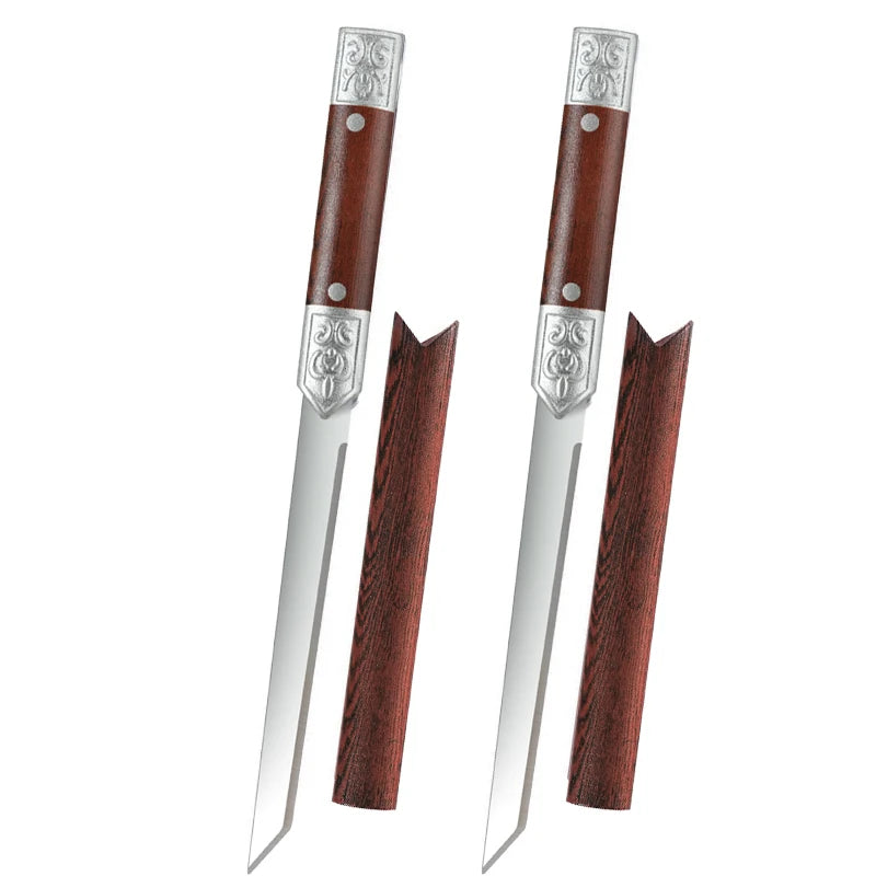 Outdoor stainless steel fruit knife high-end survival small straight knife portable camping knife multi-functional peeling knife