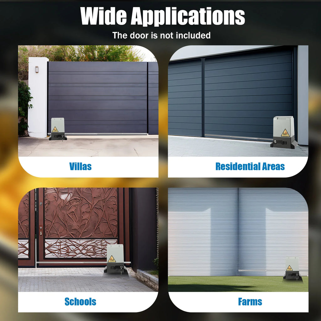 370W 220V Automatic Door Opener Motor Remote Control Door Gear Strip Sliding Gate Drive with 6pcs Gear Racks Security Tool