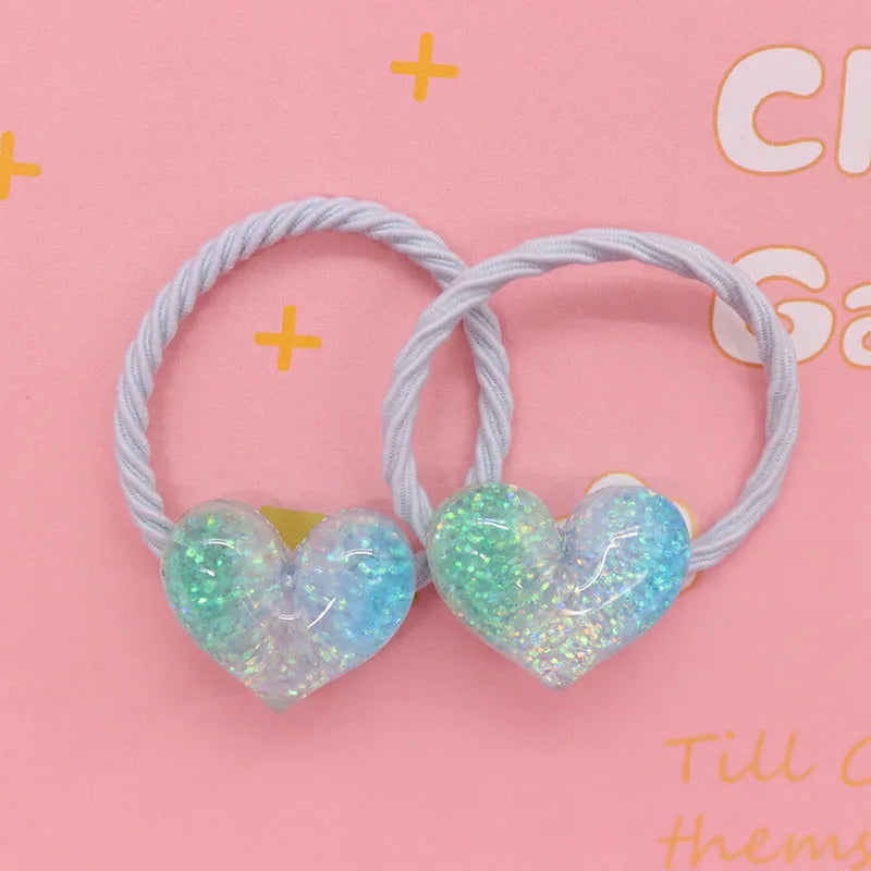 2Pcs/Set Halloween Gift Resin Strawberry Hair Accessories Colorful Hair Ties Children's Rubber Bands Kid Headband Scrunchies