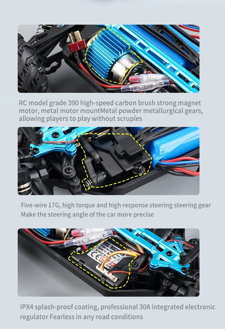 16103 Fast Rc Cars 50km/h 1/16 Off Road 4WD with LED Headlights,2.4G Waterproof Remote Control Monster Truck for Adults and Kids