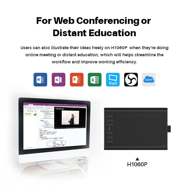 Tableta Gráfica HUION Inspiroy H1060P | 8192 Niveles Presión | Lápiz Sin Batería | 12 Teclas Personalizadas - Firu Total Sales