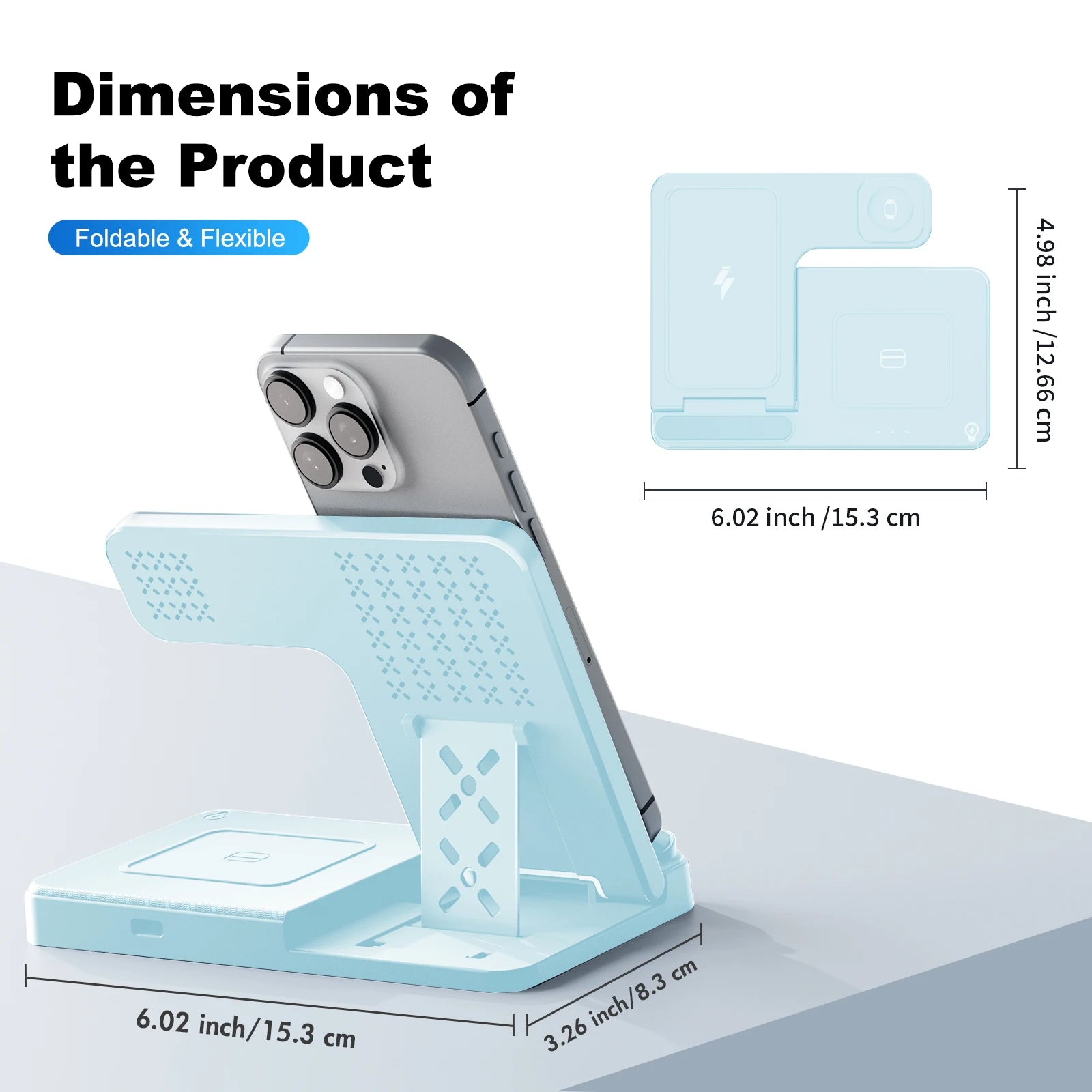 3-in-1 Magnetic Wireless Charger Stand 15W | iPhone + Apple Watch + AirPods Dock