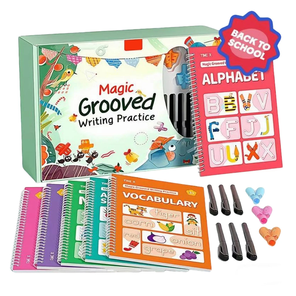 Preschool Letter Tracing Book Reusable Grooved Writing Workbook Set for 3-5 Years Old Kids Early Learning Activity