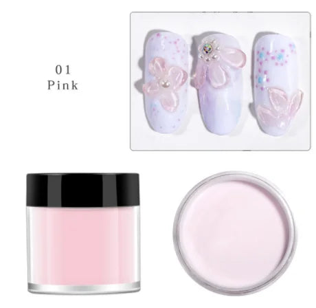 3Colors Acrylic Nail Powder Transparent/Pink/White Carving Crystal Polymer Powder Manicure Nail Polish Professional Accessories#