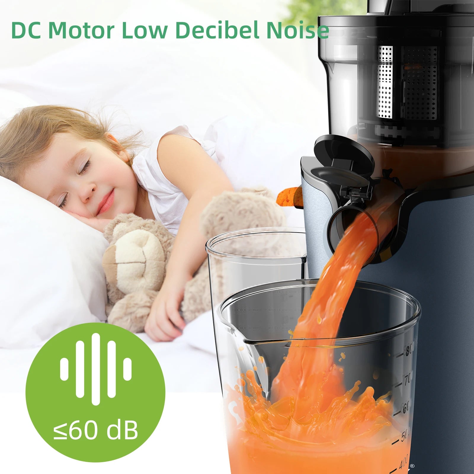 BioloMix Cold Press Juicer with 78mm Feed Chute, 200W 40-65RPM Powerful Motor Slow Masticating Juice Extractor Fits Whole Fruits