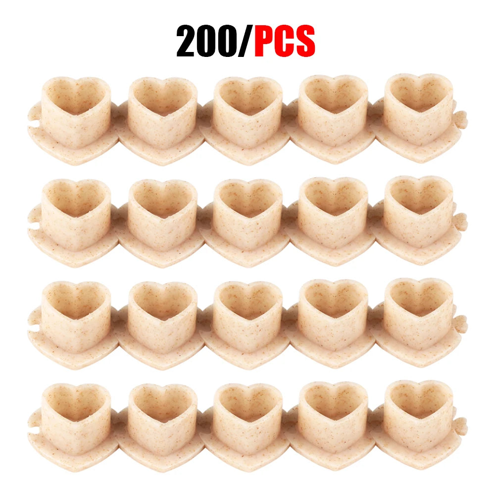 50/100/200pcs Biodegradable Tattoo Ink Cups Heart Shaped Base ECO-Friendly Disposable Spliced Pigment Caps Tattoo Accessories