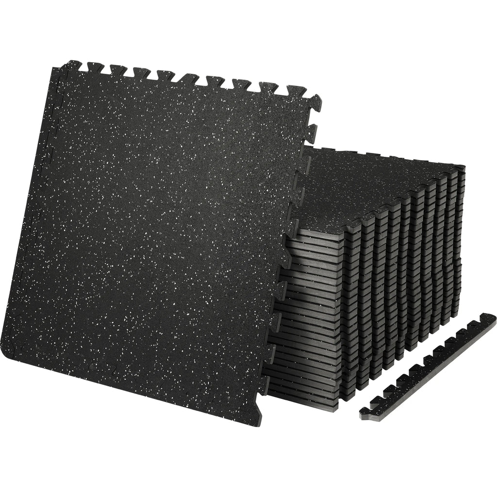 SucceBuy 25/12/6 PCS 1/2 inch Thick Gym Floor Mats EVA Foam Rubber Top Interlocking Workout Floor Mats Waterproof Exercise Mats