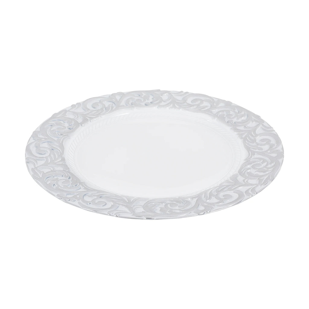 50Pcs Round Plastic Charger Plates 13In Decorative Service Plate With Patterned Reusable For Birthday Parties, Weddings