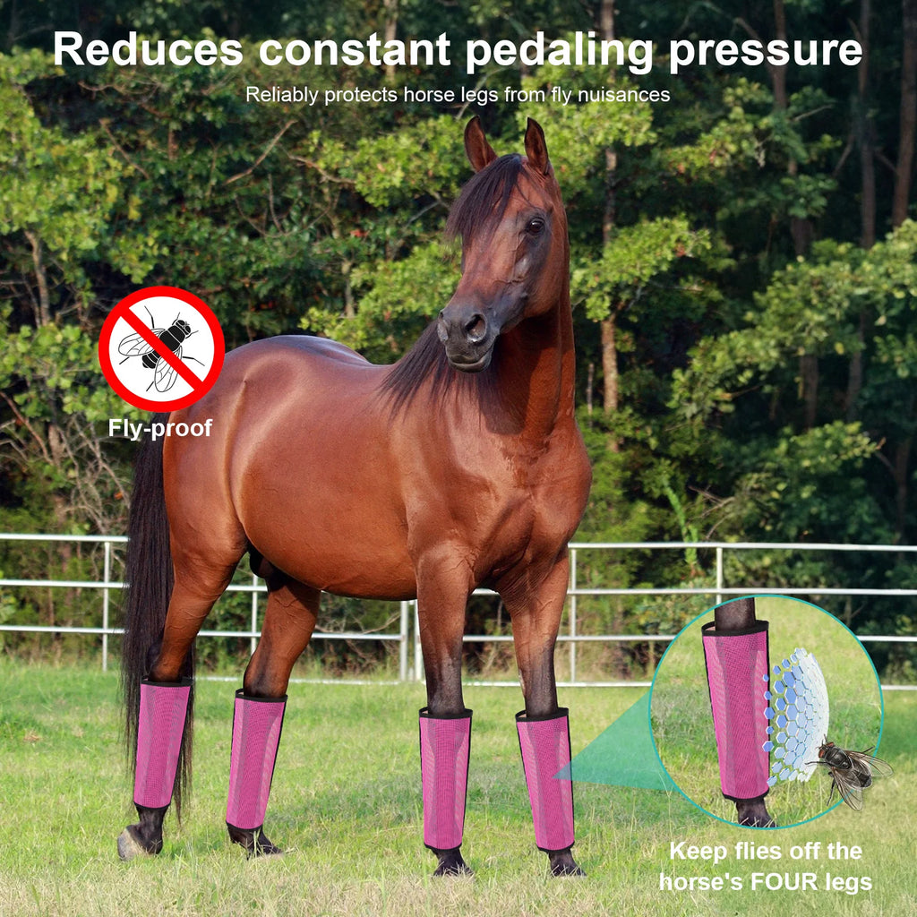 4pcs Botas Antimoscas para Patas de Caballo | Malla Transpirable | Protección 🐎