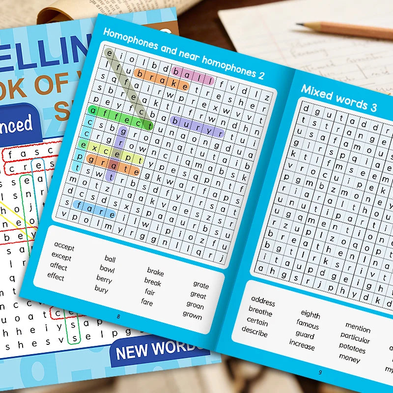 Spelling Book of Word Search Advanced & Elementary 32 Pages Mixed Words Puzzle Book for Adults Brain Exercise & Entertainment