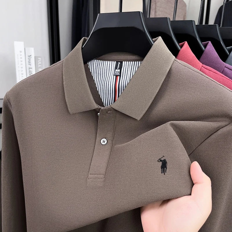 Polo Manga Larga 100% Algodón con Bordado de Pony | Casual Business Hombre 👔