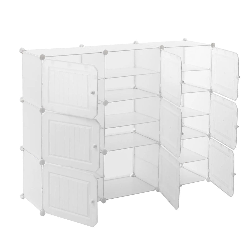CNCEST Portable Shoe Rack 36 Pair Shoe DIY Storage Shelf Organizer Plastic Shoe Cabinet with Doors for Entryway - Firu Total Sales