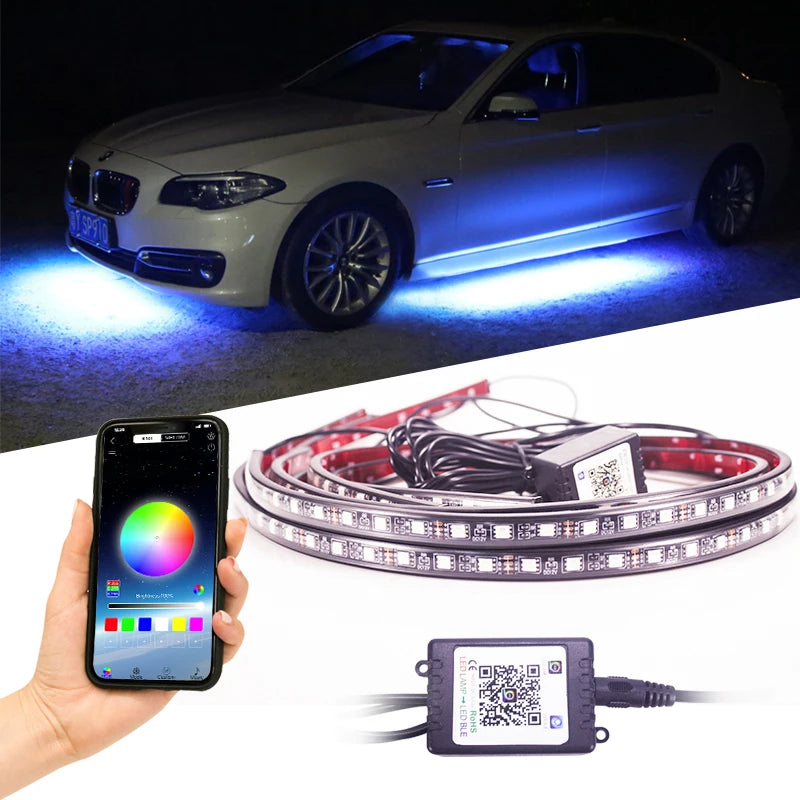 KEVANLY Luces LED RGB Auto 12V | Control por APP | Underglow | Ambiente y Decoración | Silicona | Universal