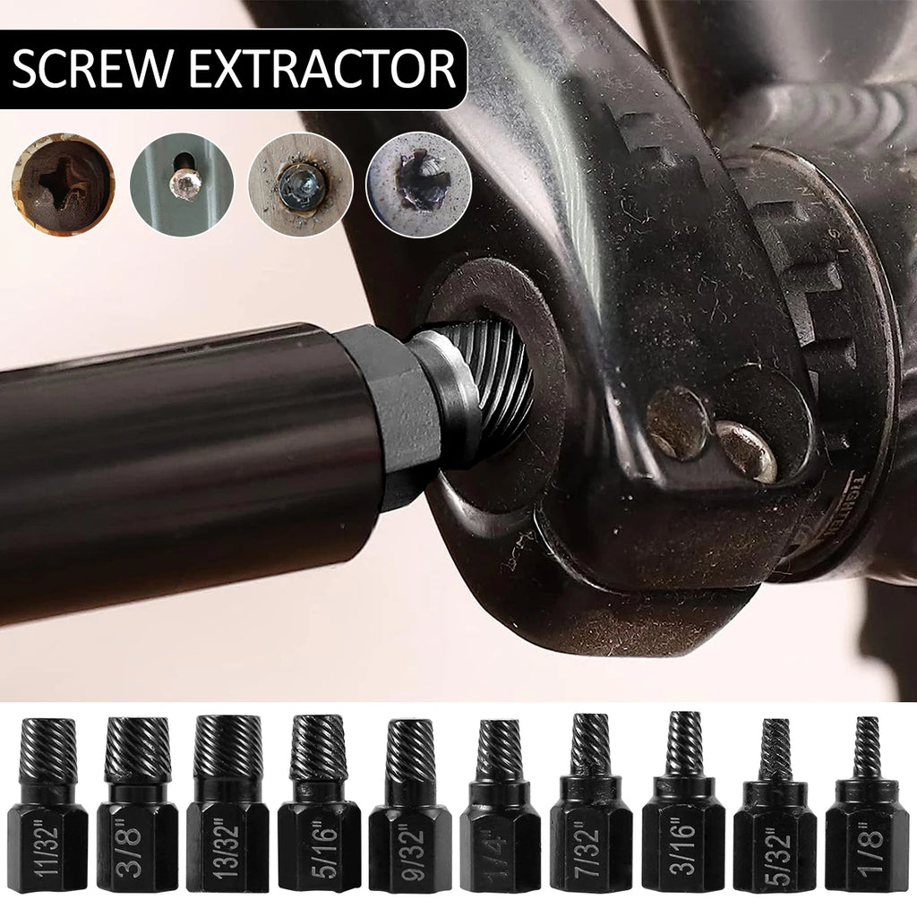 10Pcs Screw Extractor Kit Alloy Steel Damaged Screw Remover  Metal Drill Bits Broken Bolt Stud Remover Hand Tools Set
