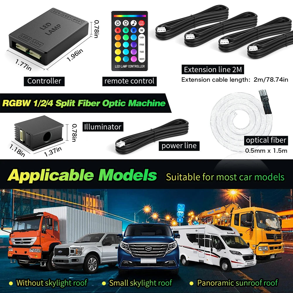 Luz Techo Cielo Estrellado RGBW VASTFIRE | 1/2/4 Cabezas | App Control | Coche y Hogar - Firu Total Sales