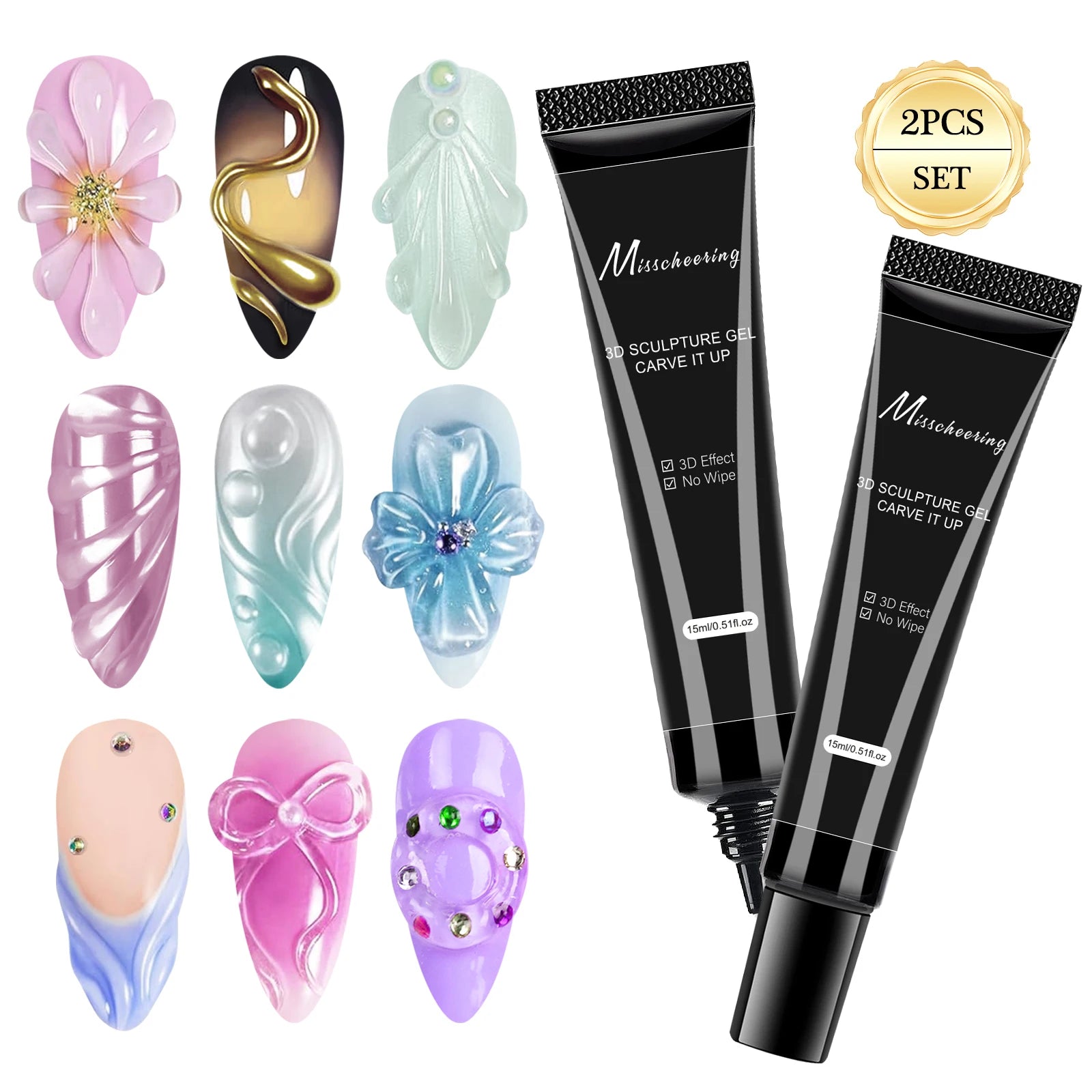 Set 5pcs Gel 3D para Uñas | Escultura DIY | Diseños Impermeables 💅 - Firu Total Sales