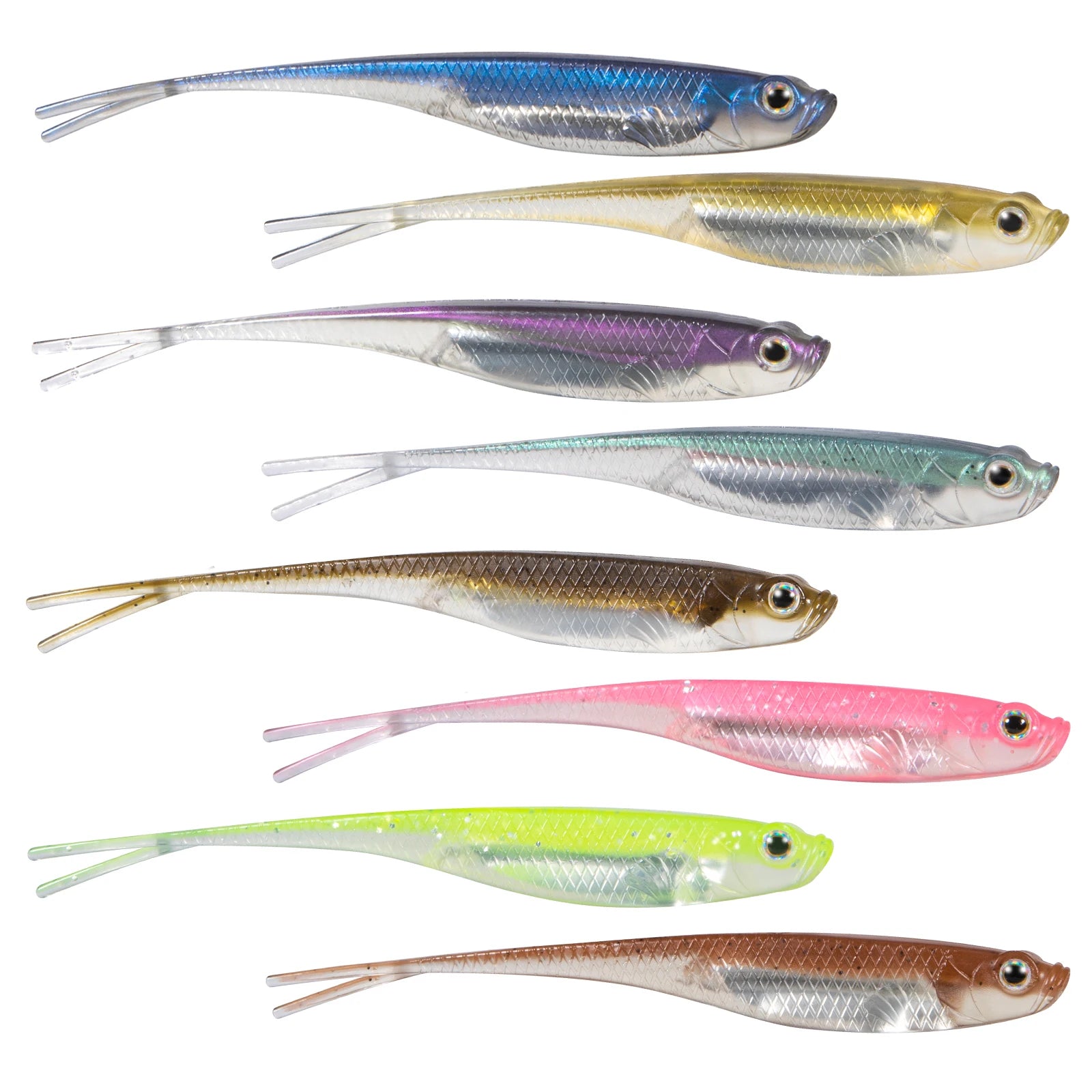 Dr.Fish 5/6 Piezas Señuelo Silicona | Cola Bifurcada | Drop Shot | Bass, Trucha y Lucio | Weedless - Firu Total Sales