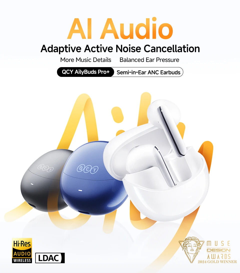 QCY HT10 AilyBuds Pro+ ANC | LDAC Hi-Res Audio | 6 Mic IA HD | 28H | Bluetooth 5.3 | Multipunto - Firu Total Sales