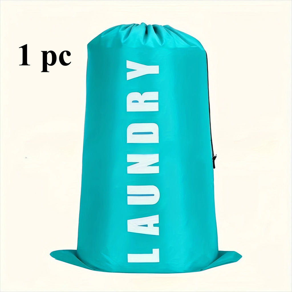 Durable Oxford Cloth Bag Blue Drawstring Storage Easy to Carry Foldable for Dormitories Camping